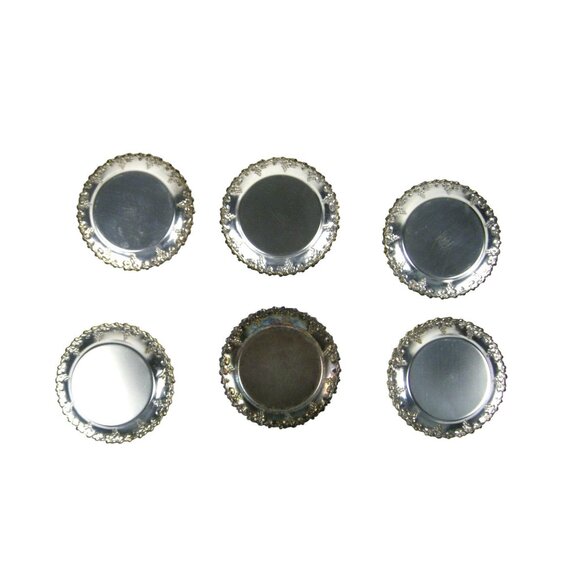S Metall Set Of 6 Vintage Silver Plated Coasters Grape Sweden Vintage - Picture 4 of 10